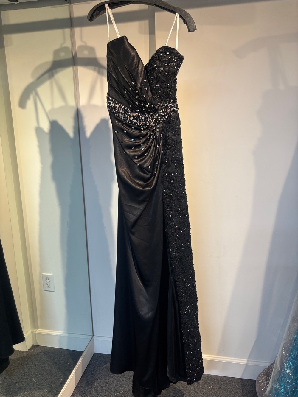 Tony Bowls Black Beaded Evening Gown